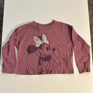 Gap Disney Girls Minnie Mouse Mauve Long Sleeve Tee